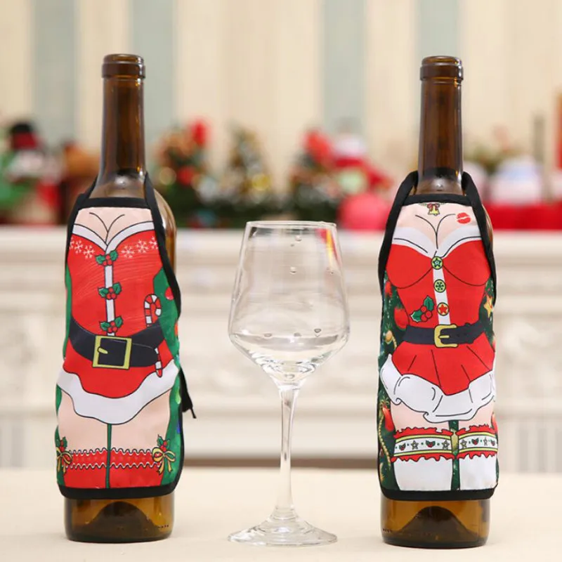 Рождественские украшения для бутылок пива, шампанского, Санта-Клауса, снеговика, оленя, крышка для бутылки на год, Рождество, домашние вечерние декор для обеденного стола
