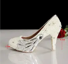 4inches heels Wedding Dress Shoes Eegant designs handmade Ladies White bridesmaid shoes Popular women Shoes