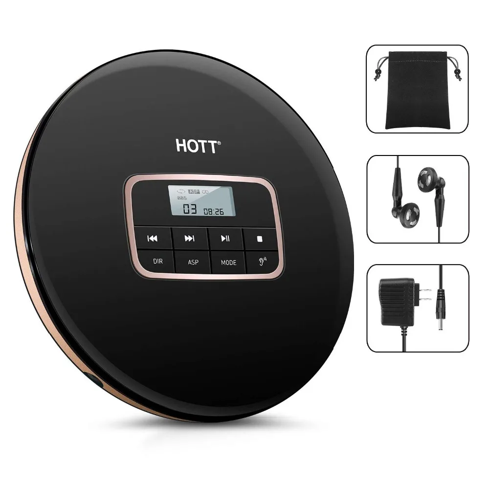 Портативный CD плеер HOTT персональный Компактный Дисковый с наушниками и