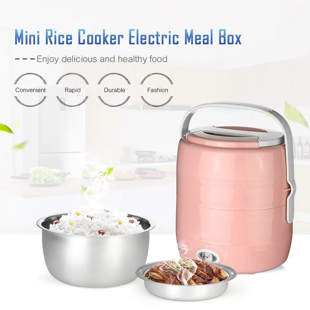 

2L Mini Rice Cooker Electric MultiCookers Meal Box Thermal Insulation Lunch Box Portable Electric Heating Egg Cooker