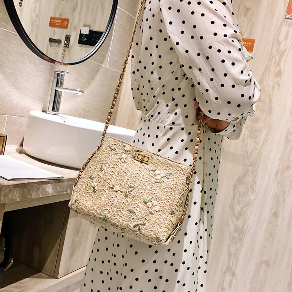 Соломенные сумки для женщин Дамская пляжная Повседневная кружевная вышитая соломенная сумка-мешок из мешковины квадратная сумка через плечо сумка-мессенджер