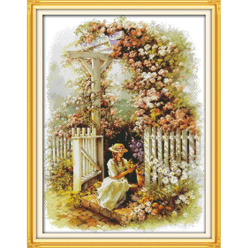 

Everlasting love Christmas Garden girl Ecological cotton Cross Stitch kits 11CT Printed DIY gift new year decorations for home