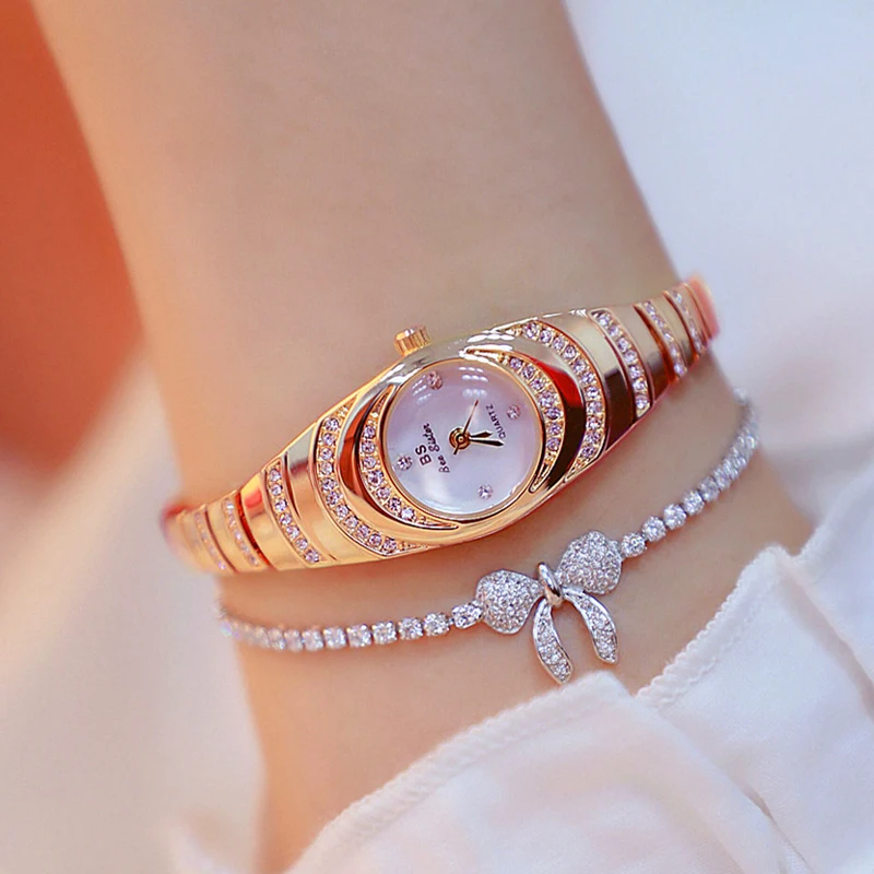 

Women Watch With Bracelet Fashion Casual Women's Wrist Watch Diamond Rose Gold Ladies Watches Small Dial Quartz Wristwatch 2019