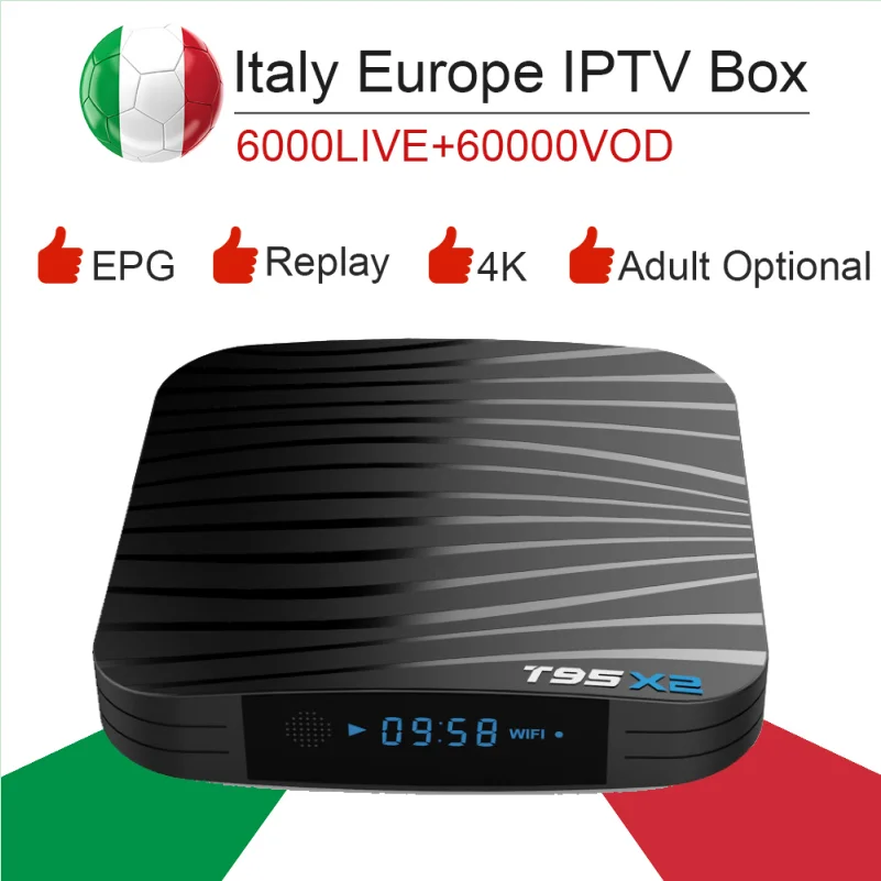 

T95 X2 S905X2 Android 8.1 Smart TV box&italy super iptv subscription Germany Albania Turkey bein sport netflix ExYu adult iptv