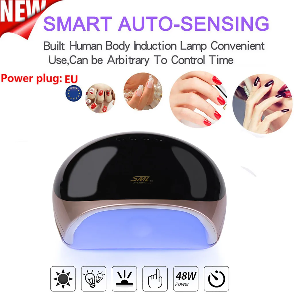 

new fashion smart auto-sensing 48W UV Nail Gel Curing Lamp Light Nail Gel Polish Dryer Nail Art Machine eu plug painless builder