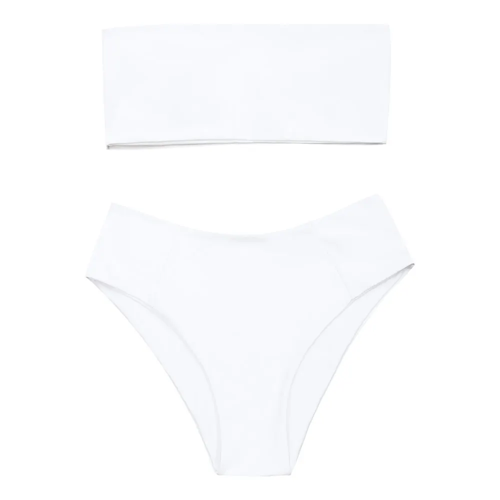 LANGSTAR Bikini Swimwear Women Bandeau Collar High Cut Bikini Set Strapless Swimsuit High Leg Bathing Suit Summer Beacher Biquni LANGSTAR Bikini Swimwear Women Bandeau Collar High Cut Bikini Set Strapless Swimsuit High Leg Bathing Suit Summer Beacher Biquni