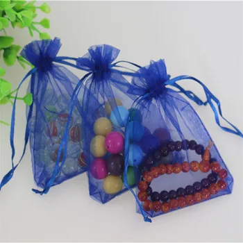

Wholesale 100pcs/lot 13*18cm Dark Blue Jewelry Organza Gift Pouches Favor Wedding Packaging Drawstring Organza Bags