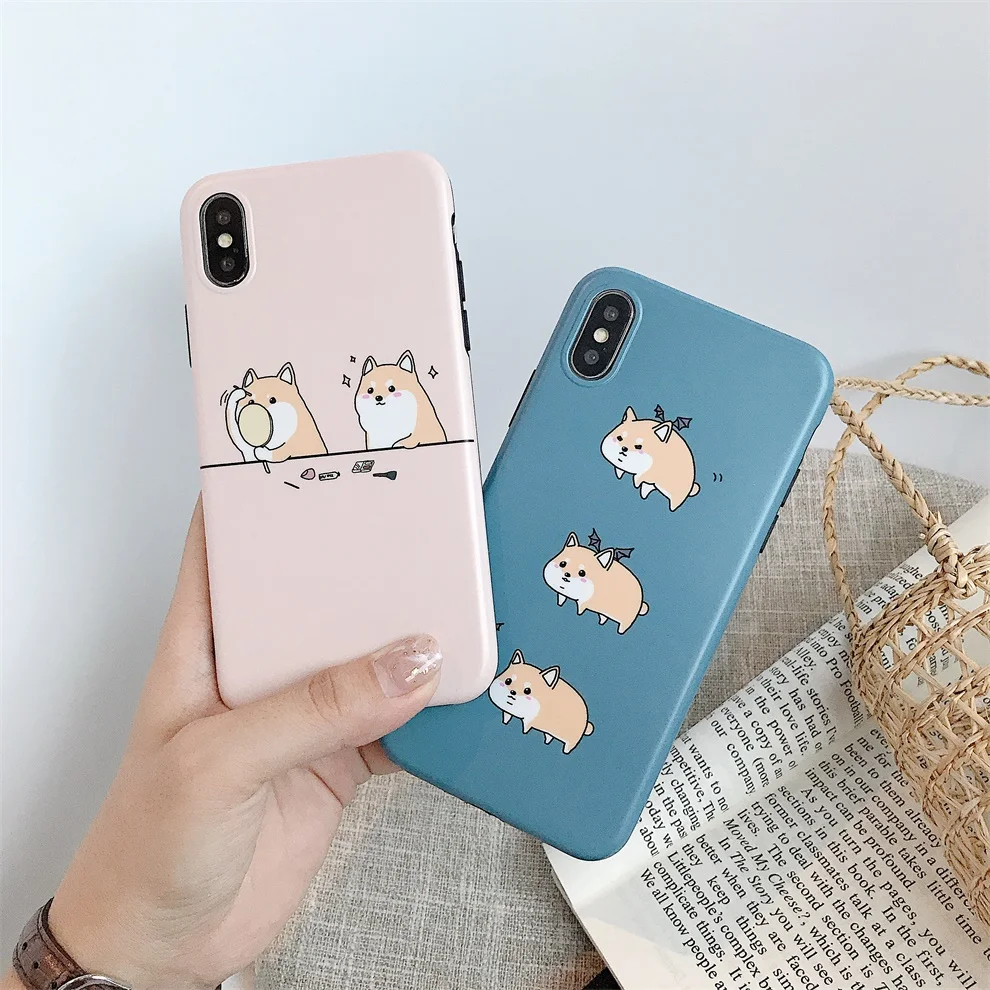 

DTFQ Lovely Cute Animal Style Dog Welsh Corgi Matte Soft IMD Case TPU Back Cover for iPhone 8 Plus 6s 7 X XR Xs Max