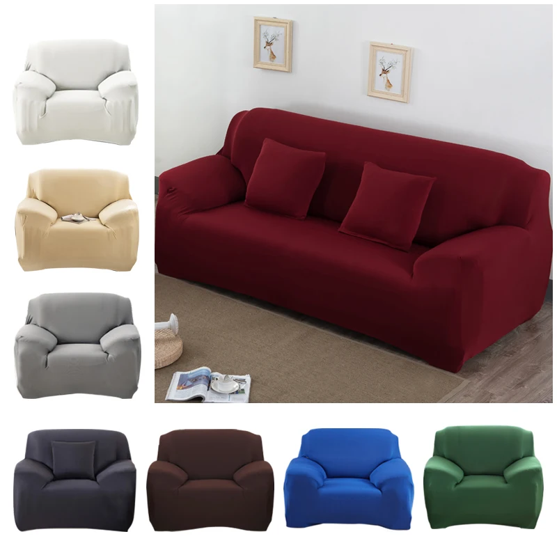 

Slipcovers Sofa Cover Grey Color All-inclusive Slip-resistant Sectional Elastic Couch Cover Sofa Towel Chair Single 1/2/3/4 Seat