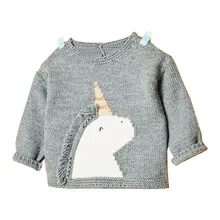 Весенний свитер для мальчиков и девочек; Детский свитер с длинными рукавами с изображением животных; детское трикотажное пальто; милый пуловер для новорожденных девочек и мальчиков 1-5 лет