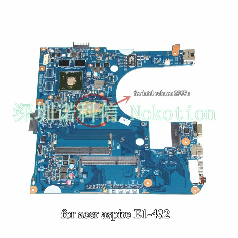 

NOKOTION NBMK211002 NB.MK211.002 Main board For Acer aspire E1-432 Laptop Motherboard 48.4YP21.031 Pentium 2957U CPU SR1DV DDR3