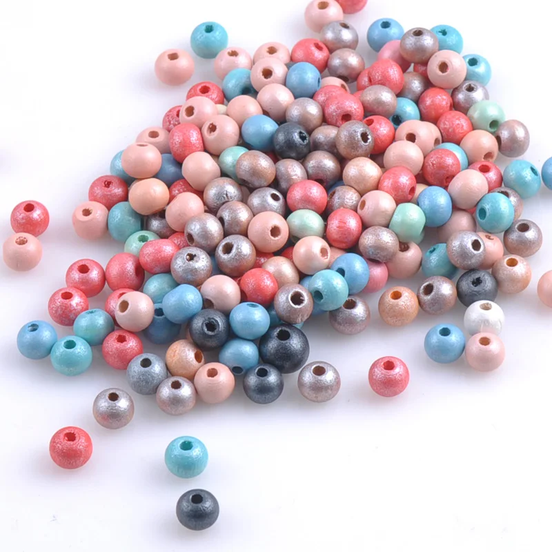 

Natural Wooden beads 2018 new Round Ball Spacer Beads For Jewelry Making 8mm 150Pcs Mixed Color DIY MT0775X