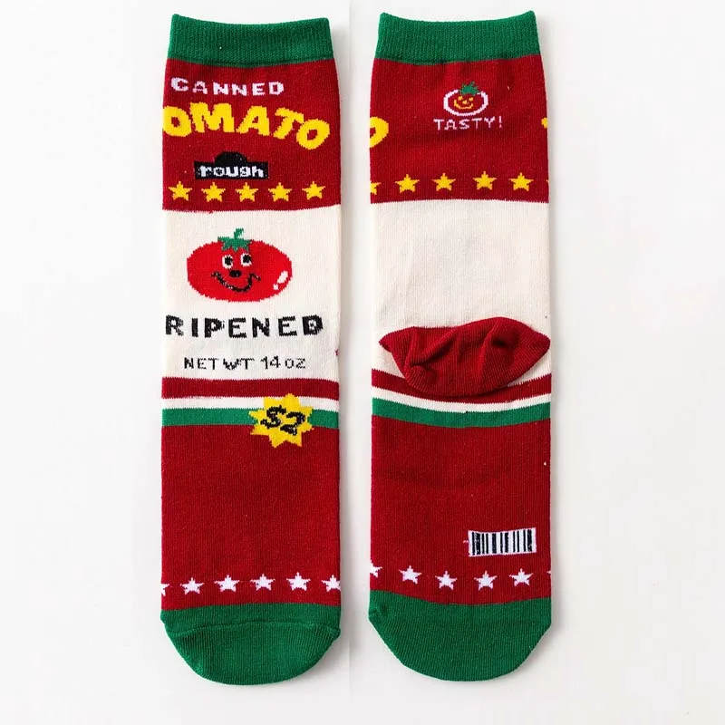 Счастливые носки для женщин и мужчин, персонализированные хлопковые носки без пятки, осенние носки унисекс с рисунком молочных томатов - Цвет: 4