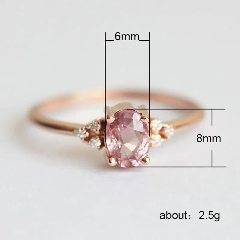 Women Ring Solitaire Oval Cubic Zircon Wedding
