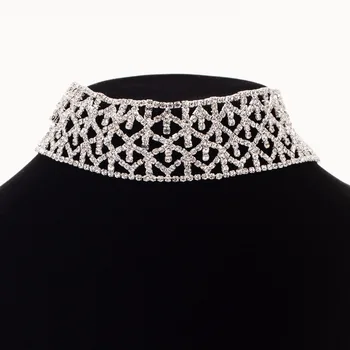 

Full Rhinestone chokers crystal collar necklace women Luxury Choker lace up statement necklace jewelry lady Colla N307