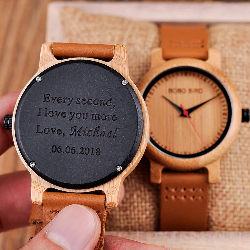 Personalized Best Gifts Engraved Wooden Watches to Dad,,Mom, friends, Birthday,Anniversary Day