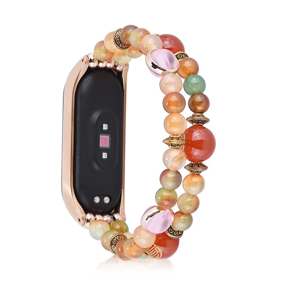 Браслет UEBN с жемчугом и агатом для Xiaomi Band 4 металлический корпус сменный ремешок