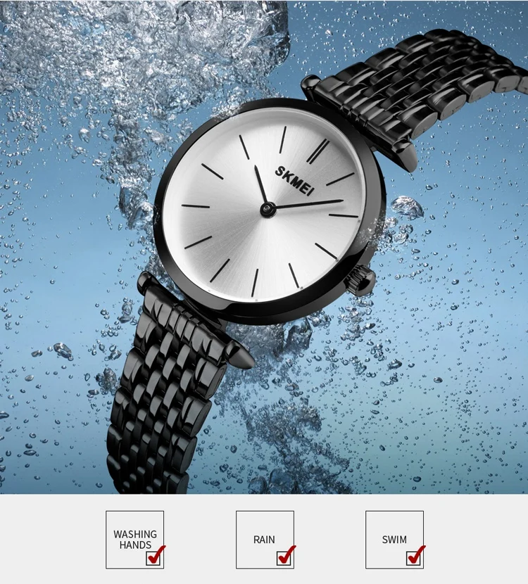 SKMEI женские роскошные простые часы маленькие женские часы с циферблатом наручные часы из нержавеющей стали водонепроницаемые Модные