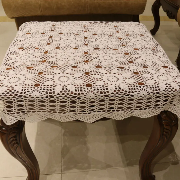 

Handmade hook flowers cotton lace hollow round Crocheted Table Cloth / Many Uses placemat Pads/ Japan Style
