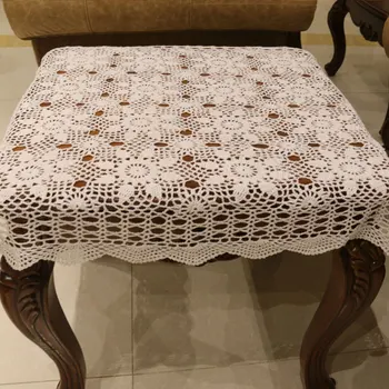 

Handmade hook flowers cotton Lace Chic hollow square Crocheted Table Cloth / Many Uses placemat Pads/ Japan Style