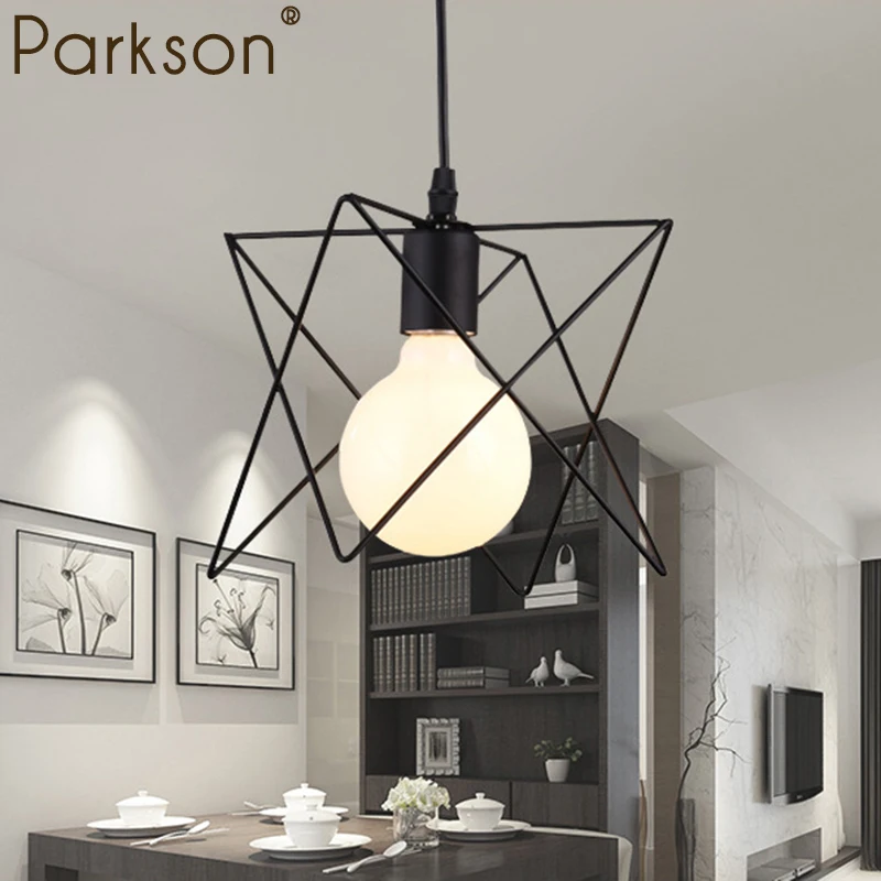 

modern black cage pendant lights iron minimalist retro Scandinavian loft pyramid lamp metal Hanging Lamp bird cage E27 Indoor