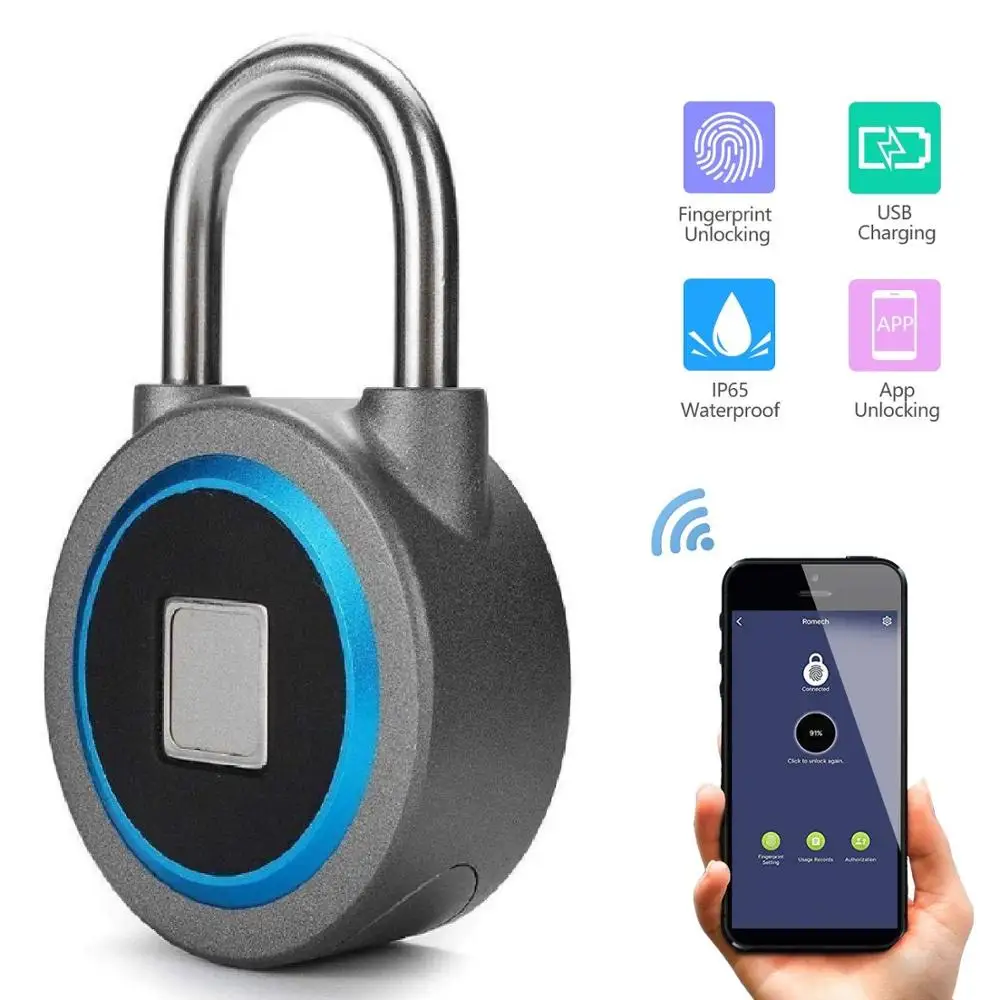 

Fingerprint Padlock –2nd Gen Smart lock Bluetooth remote control Biometric Lock for school,outdoor,gym,suitcase