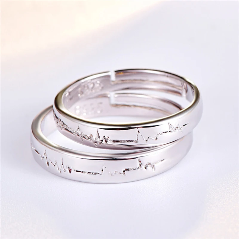 Personalized Stainless Steel ECG rings,Friendship EKG rings, Couple ring Wedding Ring ,Gift for her, Gift for men