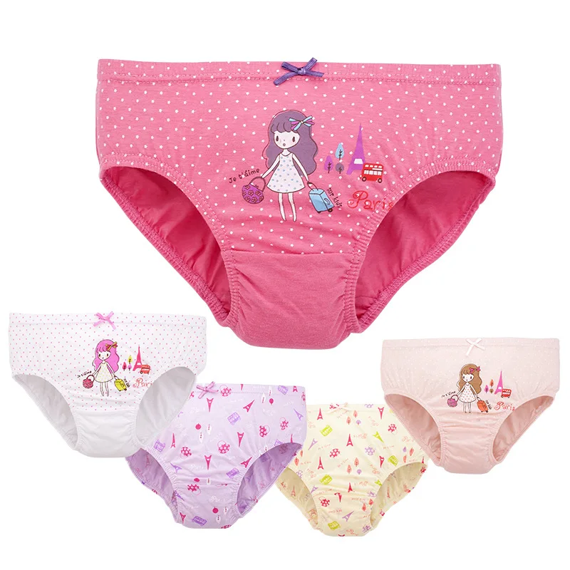 1 pcs 2 to 12 years kids cotton panties Girl Panties female cartoon printed children baby comics pants Bowknot briefs underwear