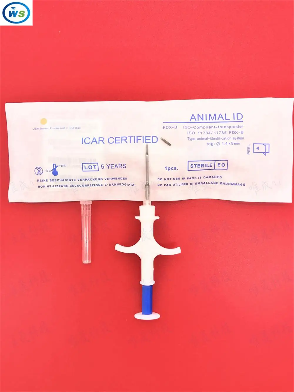 

80pcs FDX-B 1.4*8mm WS Rfid Veterinary Transponder Syringe for animals(Pig Cow Cattle Horse Dog Fish Tortoise Dragonfish) chip