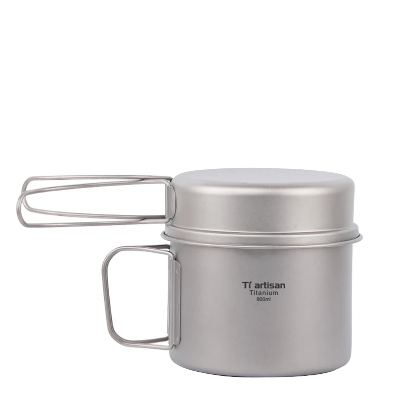 Panela ao ar Panelas de Titânio ml e 350 Pan com Dobradura Tiartisan Livre Portátil Camping Pote Acampamento Conjunto 900 ml Pot Fry Punho Ta8326 9 ml e 350 ml Pot Fry Pan com Dobradura punho Ta8326