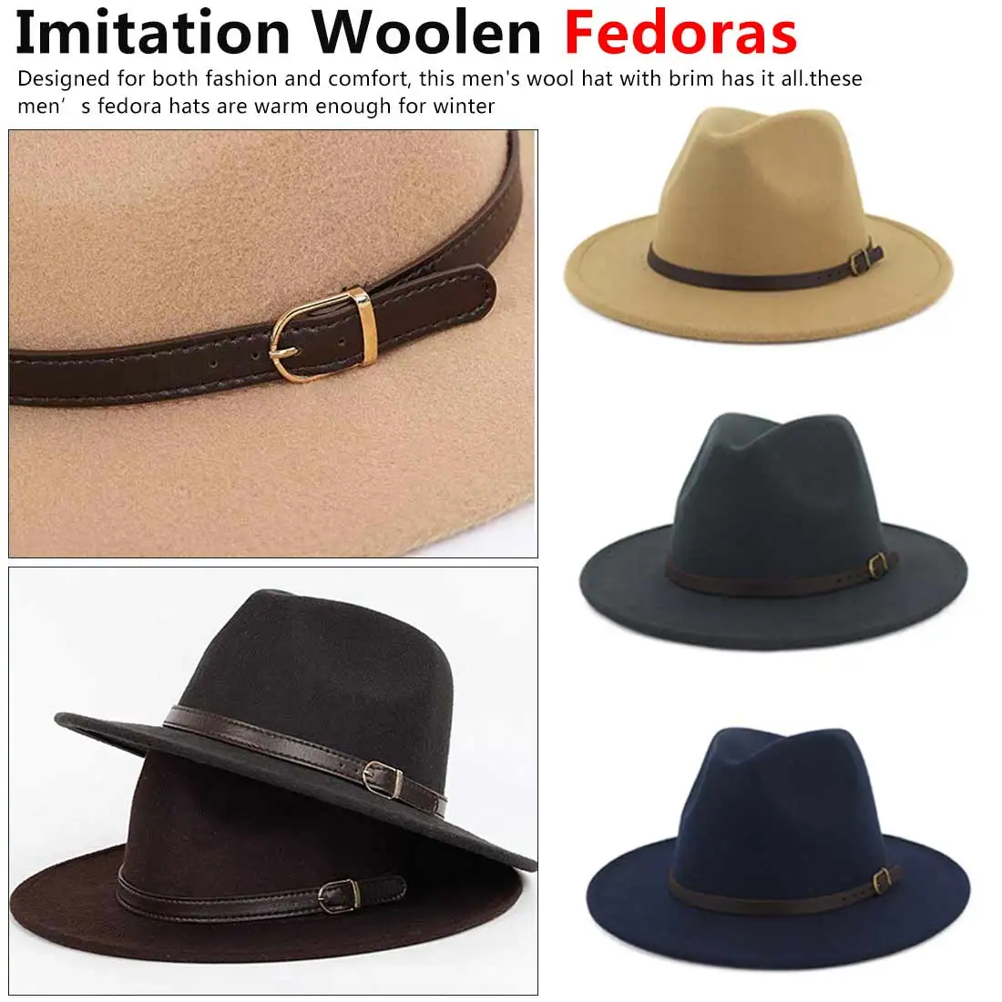 

New Felt Jazz Fedoras Hat for Women Winter Imitation Woolen Caps Men Gentle Bowler Hat European Style Flat Brim Caps Unisex