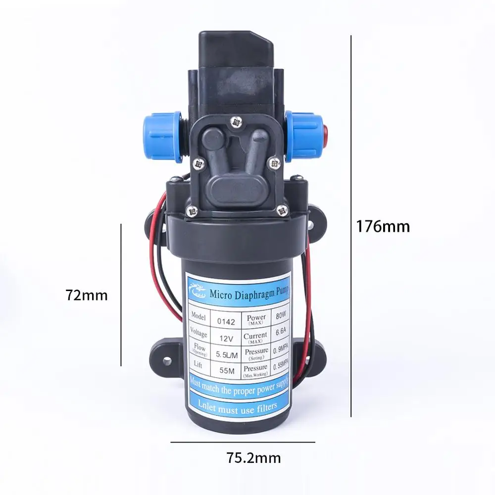 DC 12 В 80 Вт 130PSI 5.5L/мин воды высокого давления мембранный Водяной Насос самовсасывающий насос автоматический переключатель для сада вагон-кемпер