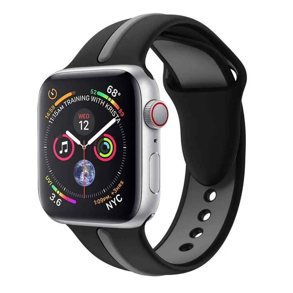 JANSIN мягкий силиконовый спортивный ремешок для Apple Watch, 42 мм, 38 мм, 40 мм, 44 мм, сменный ремешок для наручных браслетов iWatch, серия 5, 4, 3, 2, 1