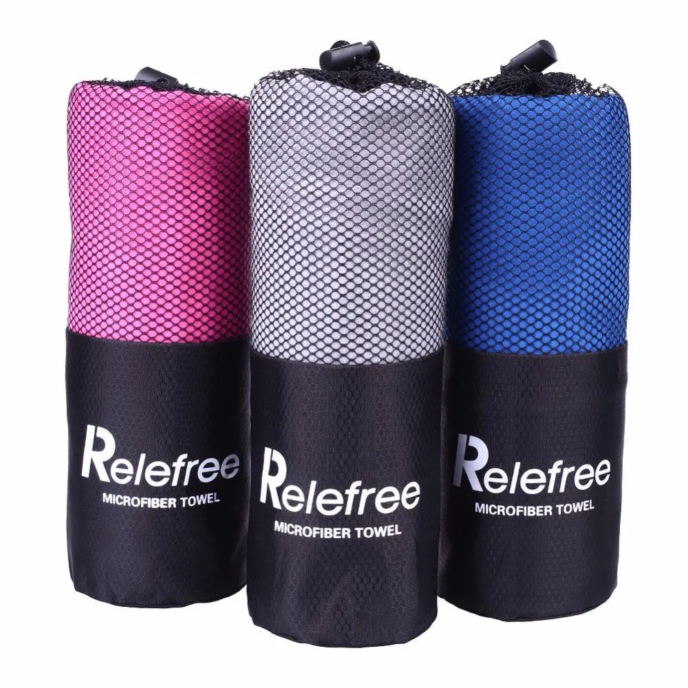 

Relefree 2 Pcs Microfiber Quick Dry Swimming Towels With Mesh Bag Outdoor Swimming Camping Cycling Bathing Portable Travel Towel