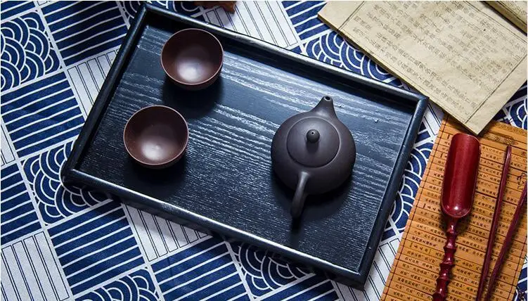 8 Size Black Wood Dinning Bread Breakfast Tray Serving Trays Dessert Cake Cupcake Fruit Tea Tray 1PC W0042