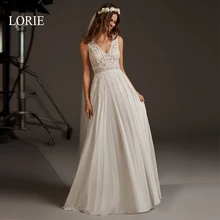 LORIE свадебное платье трапециевидной формы кружевная Апликация с вырезом на спине свадебное шифоновое платье с v-образным вырезом свадебное платье vestido de noiva