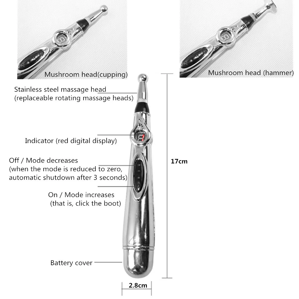 Electric Meridian Acupunture Pen With Massage Heads Acupuncture Point Pulse Energy Pain Relief Therapy Heal Body Massage Pen Electric Meridian Acupunture Pen With Massage Heads Acupuncture Point Pulse Energy Pain Relief Therapy Heal Body Massage Pen