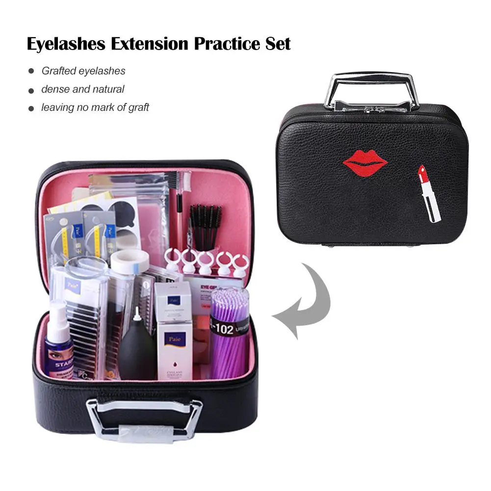22PCS toiletry bag Special Eyelash Extension Kit Eyebrow Comb Fake Eyelashes Tweezers Glue Gel Remover Eyelashes 2