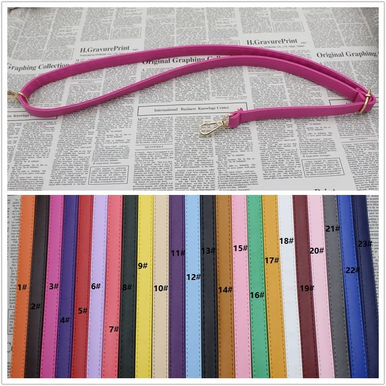 

DIY handbag shoulder strap, PU 74-135cm*2cm adjustable bag handl straps multi colors replacements backup strap belt