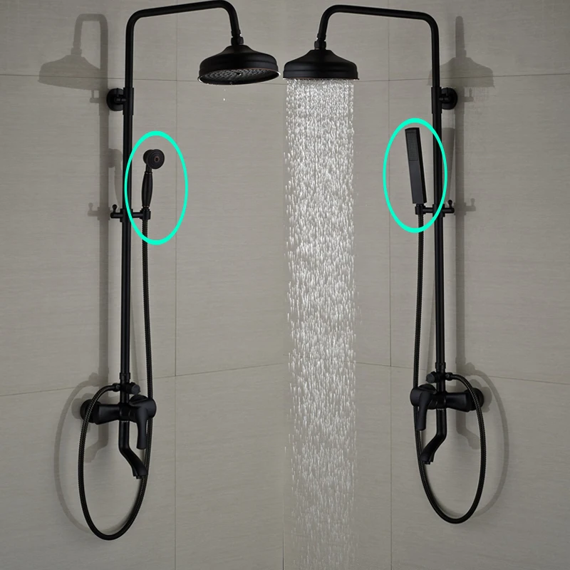 Oil rubbed Bronze Wall Mount Shower Faucet Mixer Set Single Handle Swivel Tub Shower System with