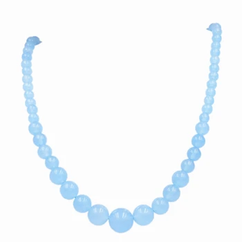 

Natural Stone Aquamarines Round Beads Necklace Choker Pendant Necklaces Fashion Statement Women Tower Chain Jewelry 18inch A847
