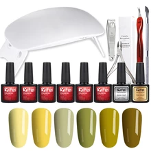 YIFEI маникюрный контейнер для удаления лака наборы 6 Вт светодиодный Гель-лак для ногтей набор базовый гель для удаления верхних пальт обертывания арт наборы для ногтей файлы Diy