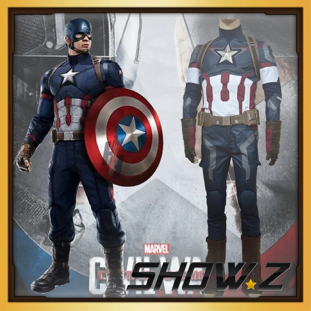 Captain America 3 Cival War-Steve Rogers Outfit Halloween Cosplay Costume Full Set