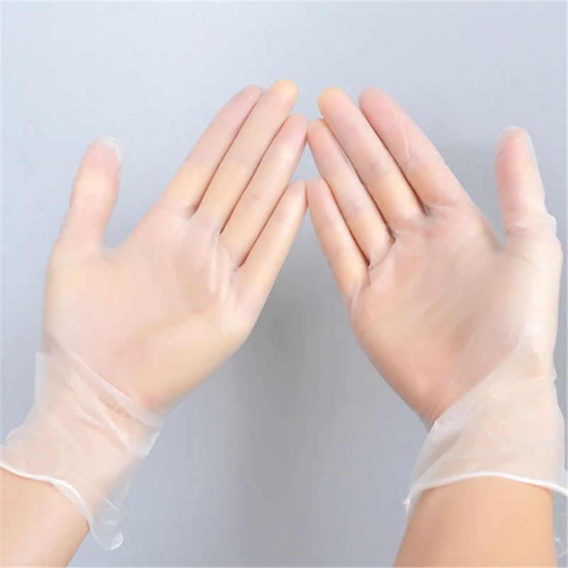 100 шт прозрачные одноразовые ПВХ перчатки для мытья посуды/кухни/медицинского/латекса/резины/садовые перчатки универсальные для левой и правой руки