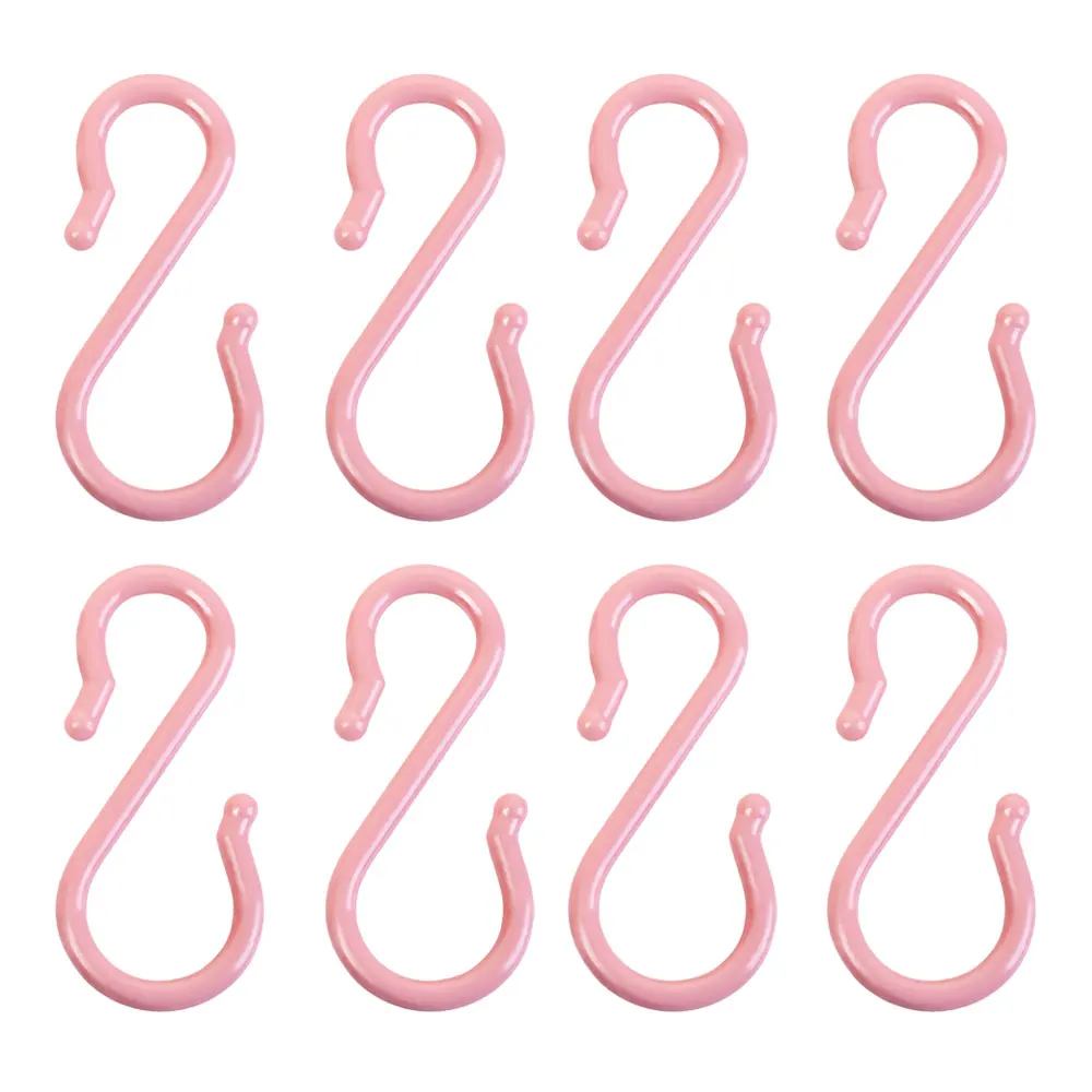 Мульти-Функция s-образный крючки Крючки-вешалки Пластик вешалка Прочный 3 цвета 8 шт./пакет PP хранения принадлежностей органайзер для одежды - Цвет: pink