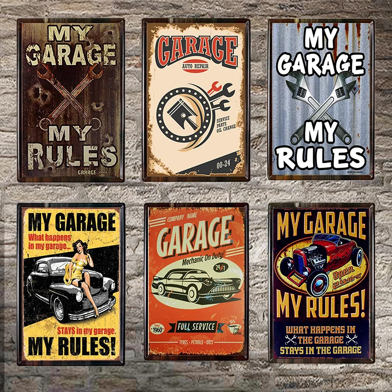 

My Garage My Rules Metal Sign Bar Wall Decoration Tin Sign Vintage Metal Poster Home Decor Painting Plaques 1001(676) 30x20cm
