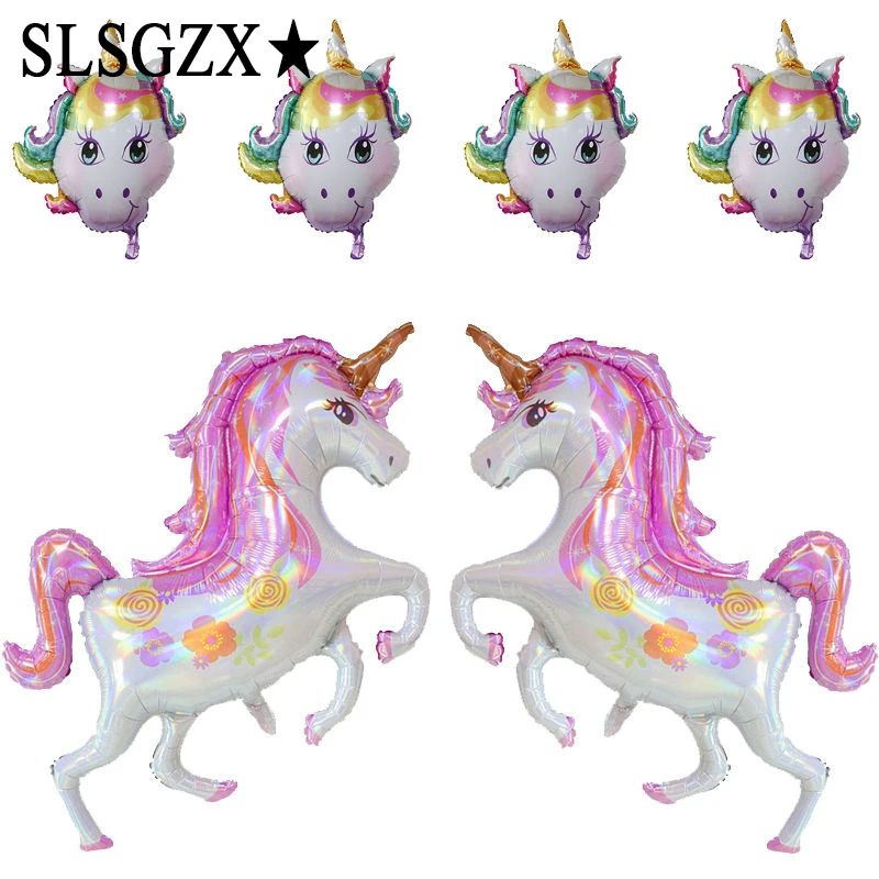 

106x89cm Large Laser Unicorn Balloons Material Rainbow Foil Balloon Baby Birthday Party Decoration Wedding Decor Kids Toys