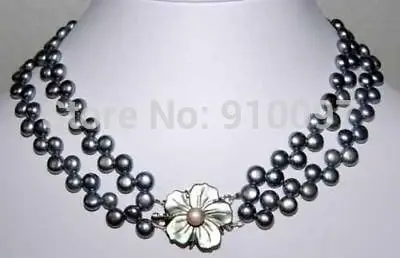 

54013>>2 Rows Freshwater Pearl Necklace/Shell clasp