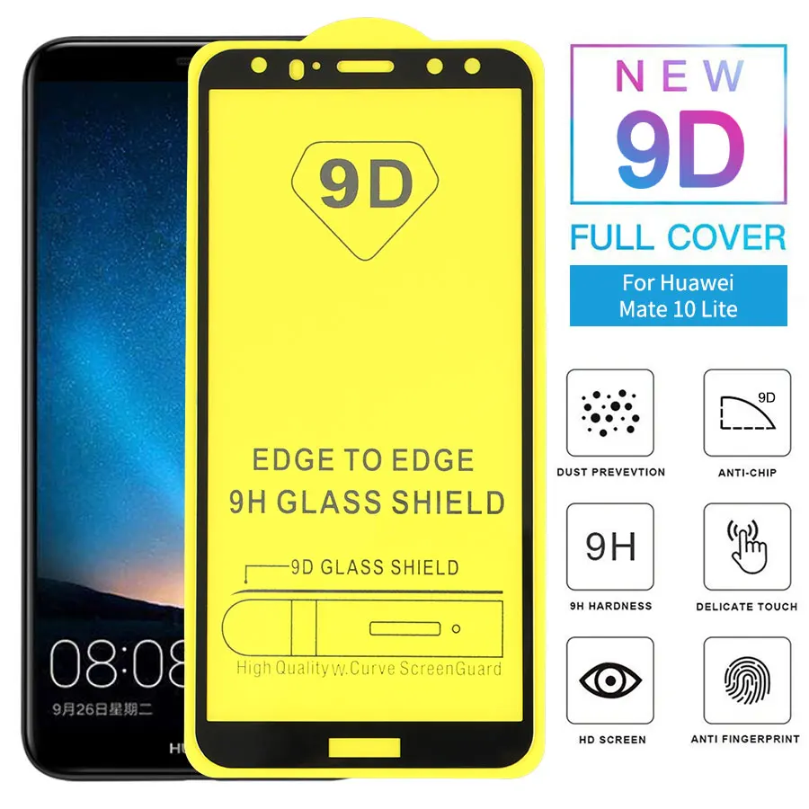 WOLFPSYCH 9D Full Cover Tempered Glass for Huawei Mate 10 Lite Glue Screen Protector Protective Adhesive Film | Мобильные телефоны