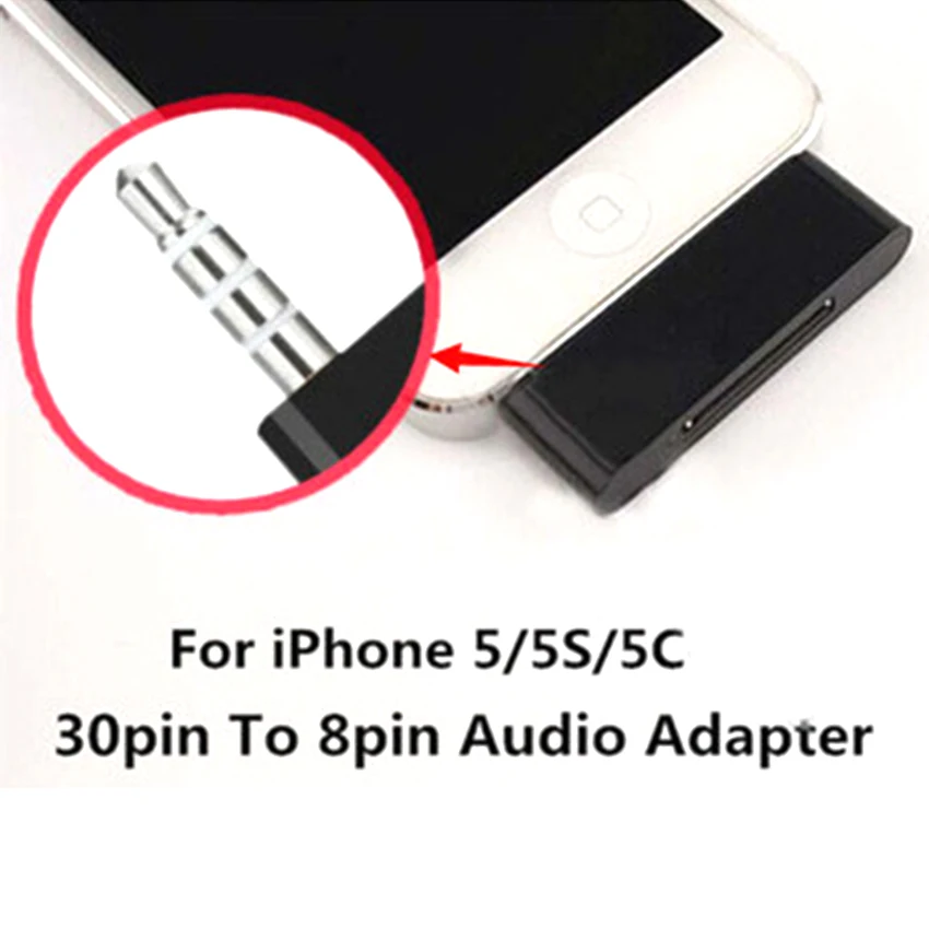 300Pcs/lot 8pin to 30pin Docking converter 3.5mm Audio Charger Adapter For Apple iPhone 5 6 6+ 7